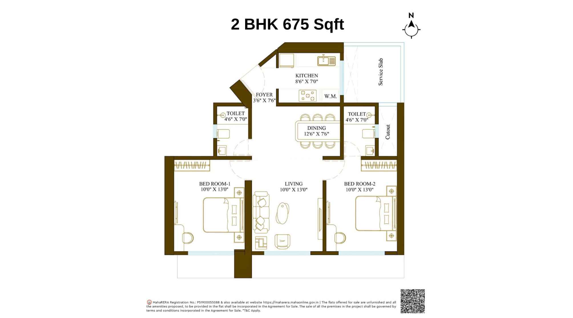 Promesa-Fremont-Floor-Plan-2-BHK-675-Sqft