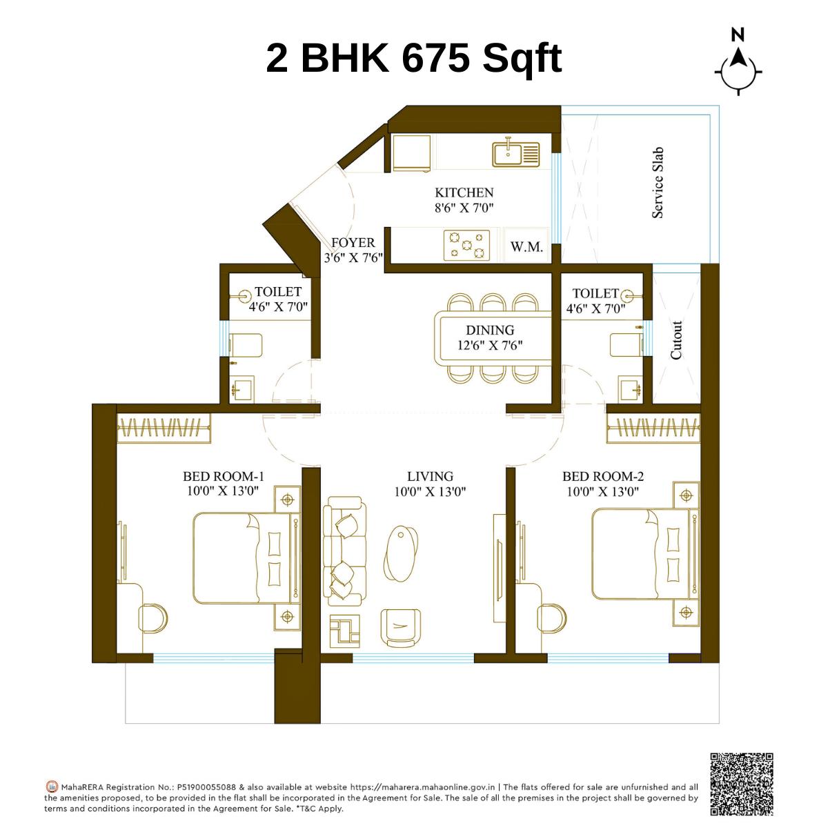 Promesa-Fremont-Floor-Plan-2-BHK-675-Sqft