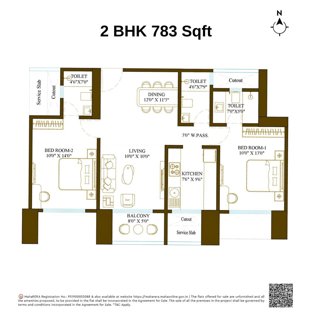 Promesa-Fremont-Floor-Plan-2-BHK-783-Sqft