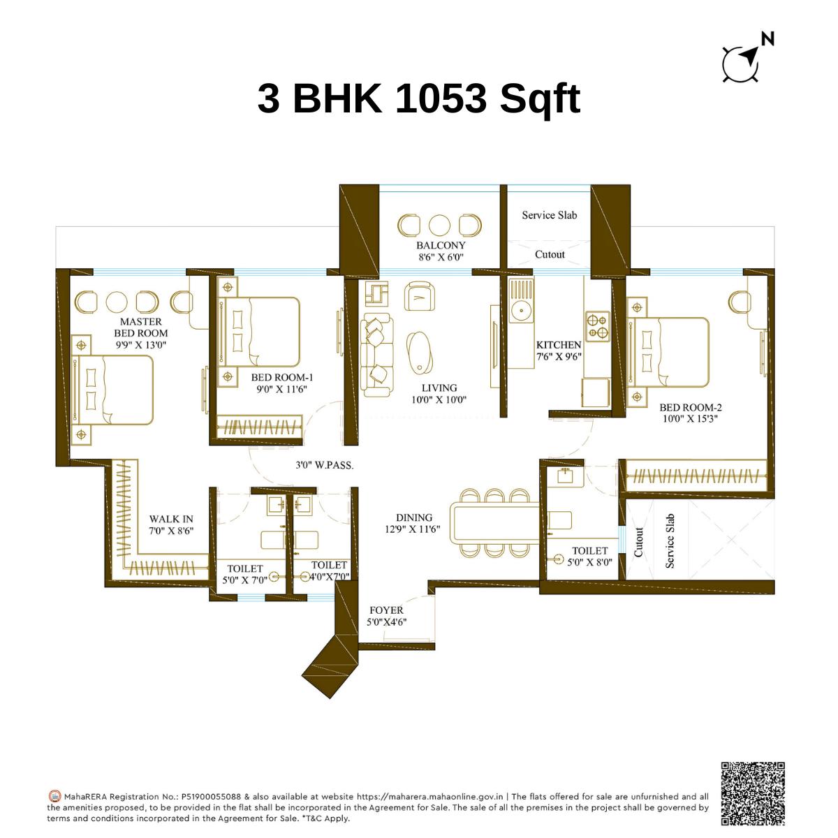 Promesa-Fremont-Floor-Plan-3-BHK-1053-Sqft