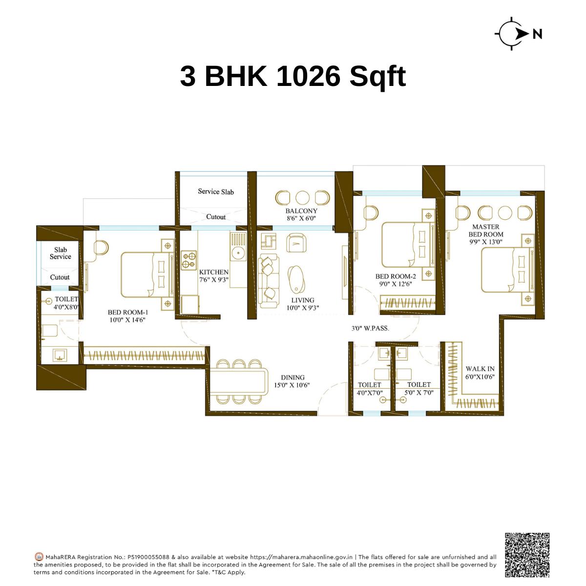 Promesa-Fremont-Floor-Plan-3-BHK-1026-Sqft