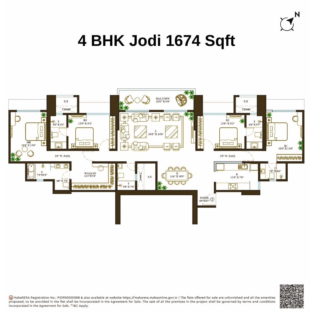 Promesa-Fremont-Floor-Plan-4-BHK-Jodi-1674-Sqft